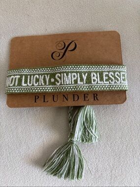 Plunder Sage Green Beaded Hair Wrap - "Not Lucky - Simply Blessed"